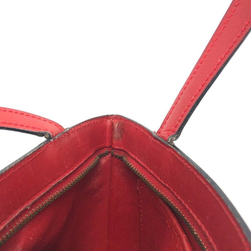 CELINE Mini tote Bag Hand Bag Leather Red - Picture 4 of 12